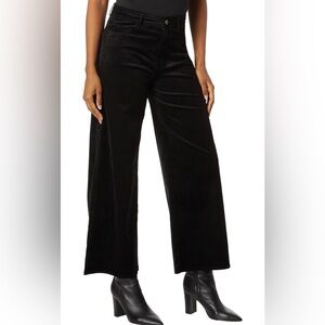 PAIGE Harper Ankle Black Corduroy Pants Size 32 Wide Leg NEW $239 MSRP